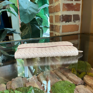 BOTTEGA VENETA Pink Intreccciato Woven Wallet