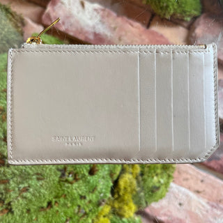 SAINT LAURENT Fragments Beige Leather Card Case