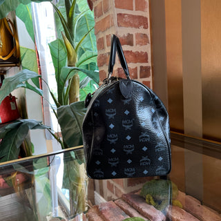 MCM Black Visetos Monogram Canvas Satchel Duffel