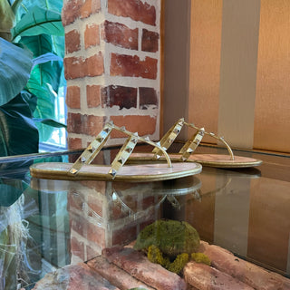 VALENTINO Gold Glitter Rockstud Jelly Sandals SZ 36 (US 6)