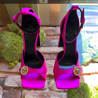 VERSACE Medusa Pink Satin Heel Sandals SZ 36.5 (US 6.5)
