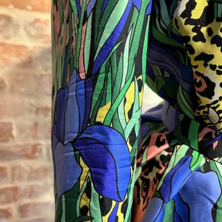 GUCCI Feline Flora Multicolor Silk Printed Blouse SZ42 Pants Set