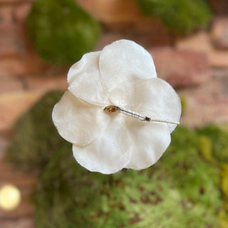 CHANEL Camellia White Fabric Pin Brooch