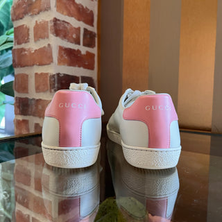 GUCCI Ace White Leather Perforated GG Sneakers SZ 38.5 (US 8.5)