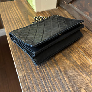 CHANEL Flap Black Quilted Lambskin Vintage Shoulder Bag