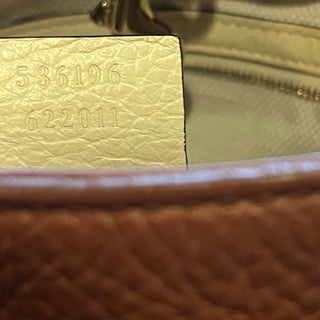 GUCCI Soho Chain Chestnut Brown Pebbled Calfskin Leather Shoulder Bag