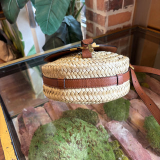 CHLOE Brown Wicker Marcia Raffia Woven Crossbody