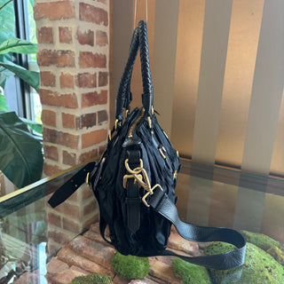 PRADA Black Tessuto Nylon Gauffre Satchel Bag