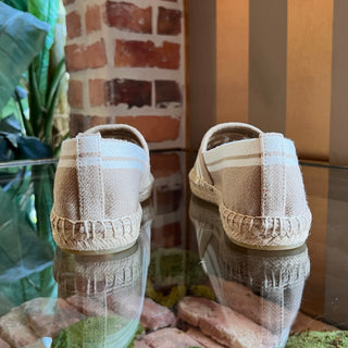 TORY BURCH Double T Jacquard Camello Espadrilles SZ 8