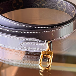 LOUIS VUITTON Sac Plat Petit Grey Metallic Monogram Vernis Tote
