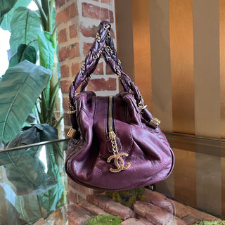 CHANEL Lady Braid Purple Lambskin Bowler Bag ADI1180