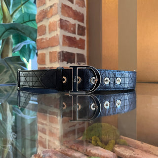 DIOR Cannage D Buckle Black Leather Belt SZ 90