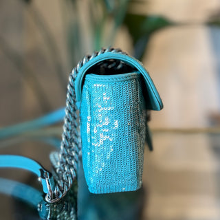 GUCCI Blue Sequin Marmont Shoulder Bag