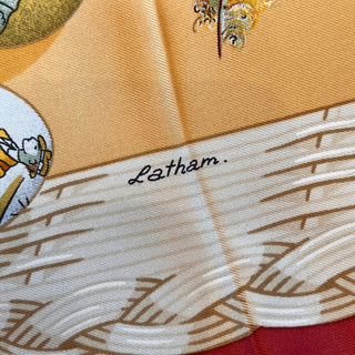 HERMES 1994 Couvée D' Caty Latham Silk Scarf