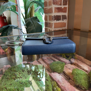 GUCCI Navy Blue Leather Dionysus Wallet On Chain