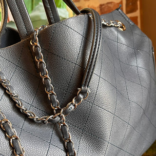 CHANEL CC Around Pocket Blue Caviar Leather Stitched Tote