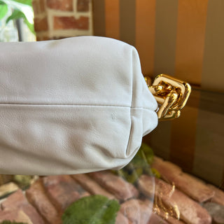 BOTTEGA VENETA Chain Pouch Bag White Plaster Leather Shoulder Bag