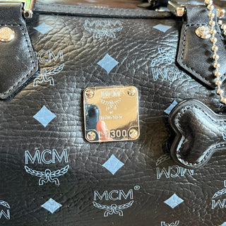 MCM Black Visetos Monogram Canvas Satchel Duffel