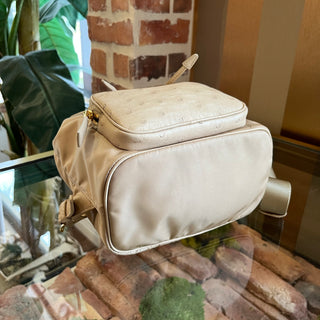 PRADA Small Re-Nylon Beige Nylon & Ostrich Leather Backpack Bag