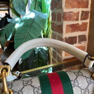 GUCCI Ophidia Bee White Leather Top Handle Bag
