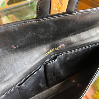 CHANEL East West Chocolate Bar Flap Black Lambskin Shoulder Bag