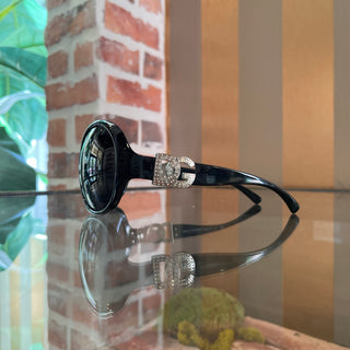 DOLCE&GABBANA 6030B Black Acetate DG Crystal Round Sunglasses