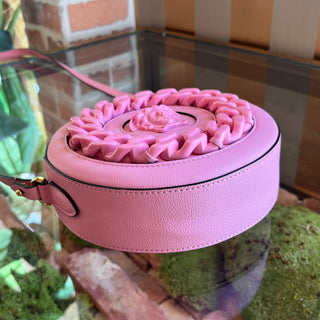VERSACE La Medusa Pink Round Leather Crossbody Bag