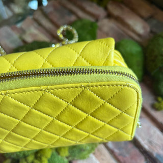 CHANEL New Mini Flap Yellow Quilted Lambskin Leather Shoulder Bag