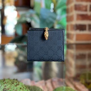 GUCCI GG Canvas Black Tiger Head Wallet DIA317