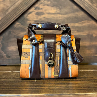 BURBERRY Orange Scarf Print Tote Bag