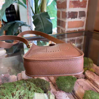 HERMÈS Evelyne TPM Gold Taurillon Clemence Leather Crossbody Bag