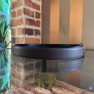 HERMES Phillipine Black/Brown Leather Reversible Belt SZ 85