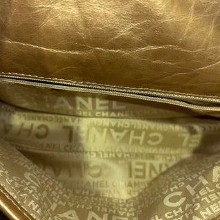 CHANEL Vintage Gold Aged Calfskin Leather Crossbody Bag