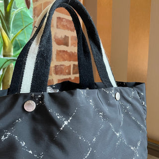 CHANEL Travel Ligne By The Sea Print Black Nylon Quilted Tote Bag