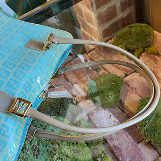 FENDI Light Blue Green Vintage Zucchino Coated Canvas Tote