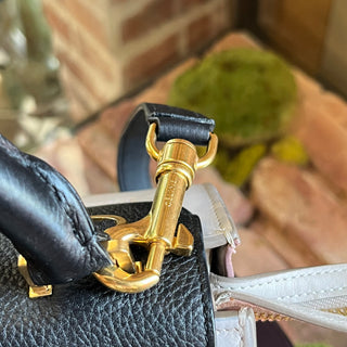 CELINE Small Tri-Color Black & Pink Smooth Calfskin and Nubuck Tote Bag