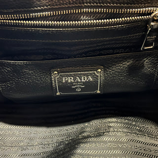 PRADA Black Vitello Phenix Leather Tote