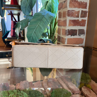 CHANEL Classic Jumbo Double Flap Beige Quilted Caviar Shoulder Bag