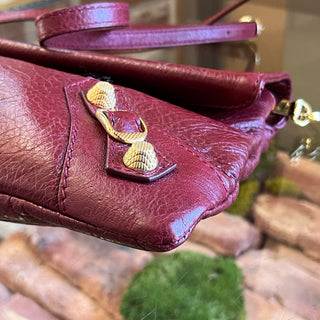 BALENCIAGA Giant 12 Motocross Maroon Lambskin Envelope Clutch with Strap