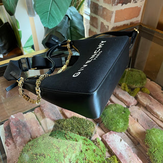 GIVENCHY Black Logo-Printed Canvas Shoulder Bag