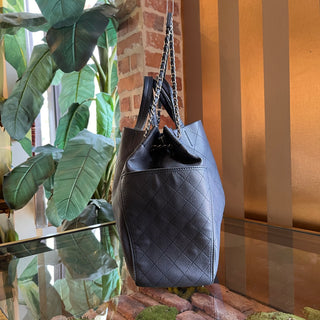 CHANEL CC Around Pocket Blue Caviar Leather Stitched Tote