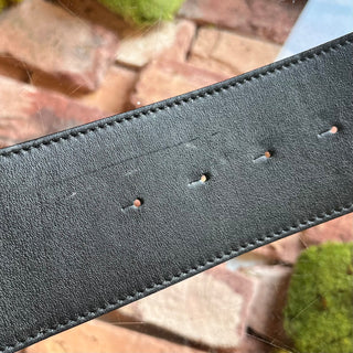 DIOR Wide Black Leather Peace Sign Belt SZ 90