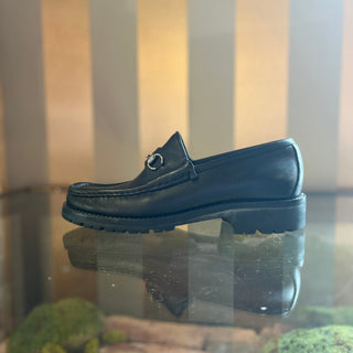 GUCCI Black Leather Horsebit Loafers SZ 7.5