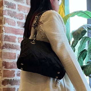 PRADA Black Quilted Nylon Shoulder Bag
