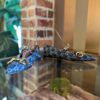 GUCCI Horsebit GG Denim Flats SZ 36.5 (US 6.5)