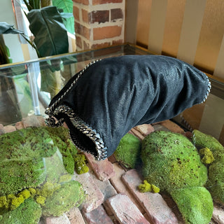 STELLA MCCARTNEY Falabella Black Vegan Grained Shaggy Deer Tote Bag