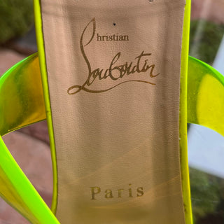 LOUBOUTIN Neon Yellow PVC Ovida Clear Sandal Heels SZ 41 (US 11)