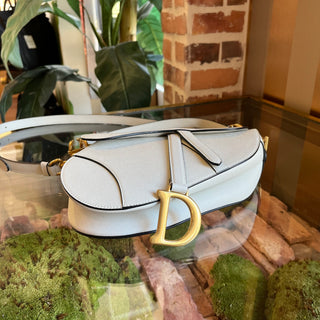 DIOR Saddle Latte Grained Calfskin Shoulder Bag with Strap