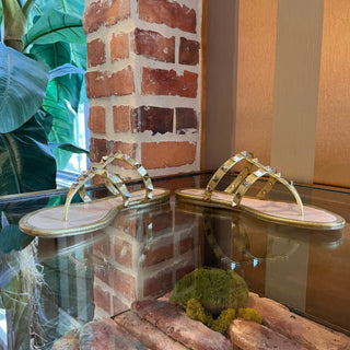 VALENTINO Gold Glitter Rockstud Jelly Sandals SZ 36 (US 6)