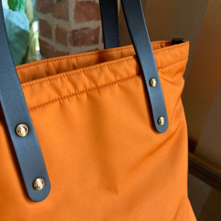BURBERRY Orange Logo Print Nylon Tote Bag